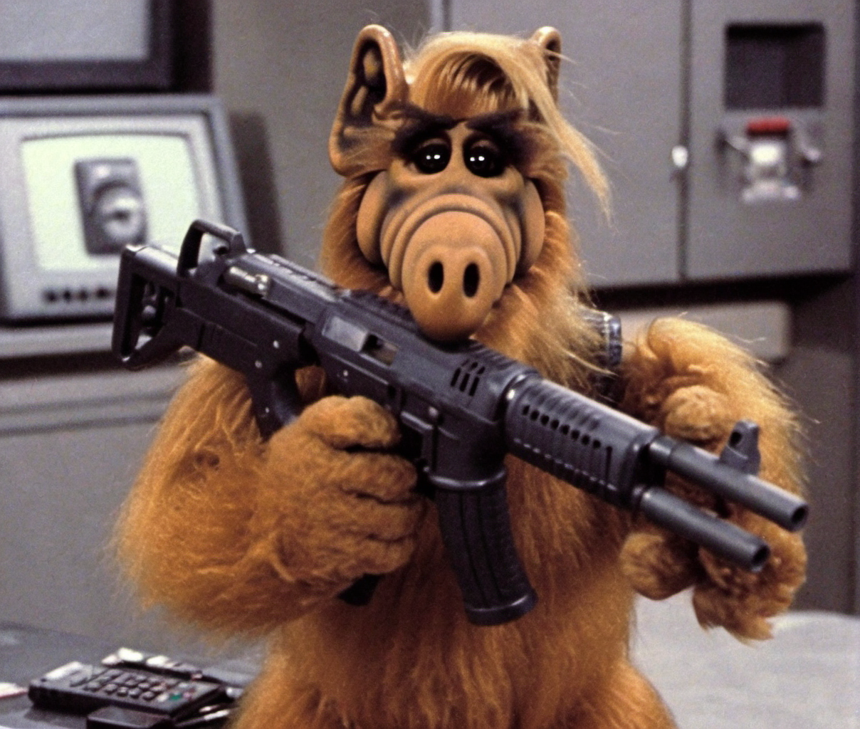 01459-2660695350-_lora_Alf Person - 1500_1_ alf person holding a machine gun at the shooting range. photorealisitc, angry alf.png